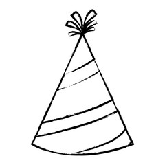 sketch of party hat icon over white background, vector illustration