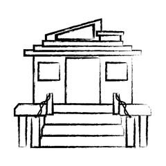 sketch of modern house icon over white background, vector illustration