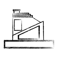 sketch of modern house icon over white background, vector illustration