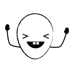 sketch of Kawaii excited balloon icon over white background, vector illustration