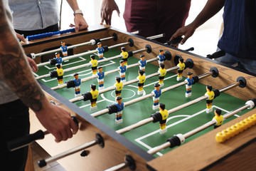 People playing table football