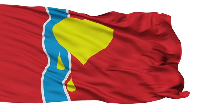 Susuman  flag, city of Russia, realistic animation isolated on white seamless loop - 10 seconds long (alpha channel is included)