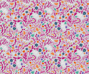 Meadow. Wildflowers pattern. Hand drawn Floral pattern. Seamless vector texture. Elegant template for fashion prints. Surface with meadow flowers and herbs. Gray background