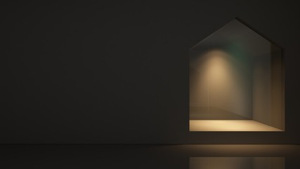  Shop 3d rendering  black background - Triangle space  minimal japanes