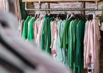 Image of collection clothes in the showroom