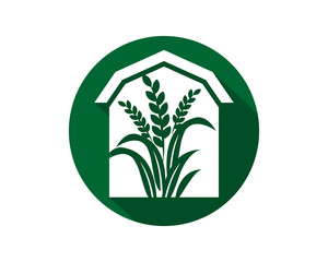 barn house paddy harvest agriculture image vector icon logo symbol