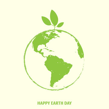 Happy Earth day greeting design. Vector illustration