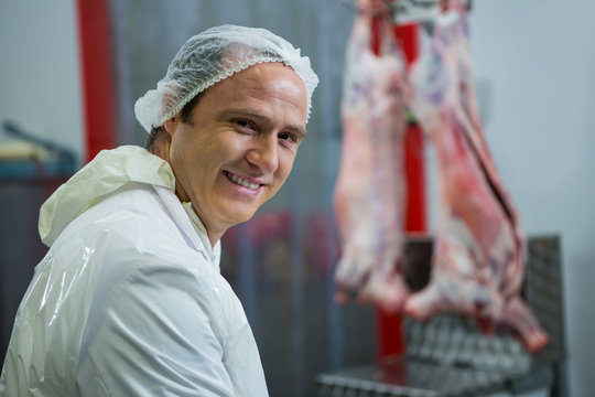 Portrait of smiling butcher