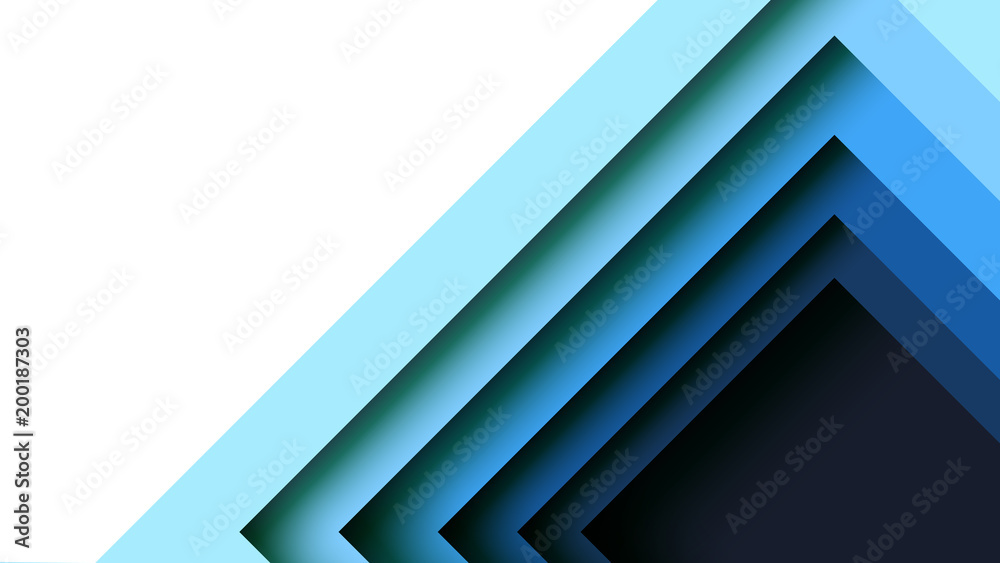 Aufkleber Abstract blue square geometric shape paper cut layer minimal background.Paper art style of cover design for business banner template and material design.Vector illustration.