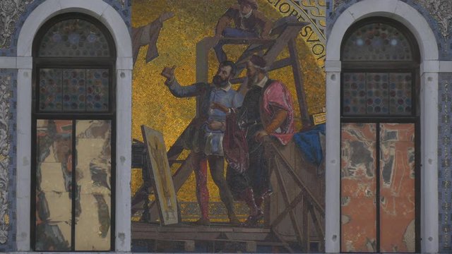Gilded painting on Palazzo Da Mula Morosini