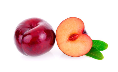 red cherry plum isolated on white background