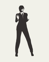 Silhouette of business woman wearing the suit.