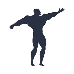 Fototapeta na wymiar Bodybuilder silhouette. Muscular man posing. Sketch style illustration