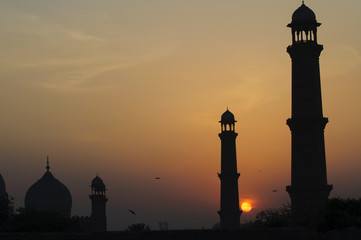 A sunset view behind the minarets 