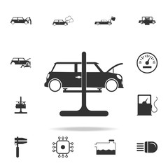 car on a lift icon. Detailed set of car repear icons. Premium quality graphic design icon. One of the collection icons for websites, web design, mobile app