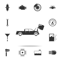 oil change in the car icon. Detailed set of car repear icons. Premium quality graphic design icon. One of the collection icons for websites, web design, mobile app