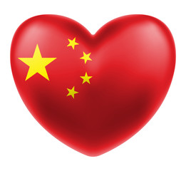 china flag on a love heart logo vector