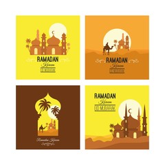 Fototapeta premium Flat Ramadan illustrations, greeting cards, 