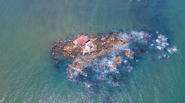 View from above on the single island near Nha Trang city,Vietnam