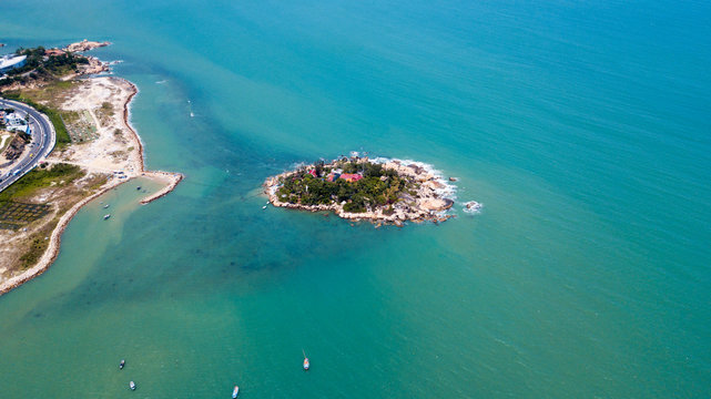 View from above on the single island near Nha Trang city,Vietnam