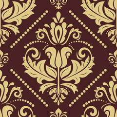 Orient vector classic brown and golden pattern. Seamless abstract background with vintage elements. Orient background. Ornament for wallpaper and packaging