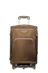 Brown Suitcase with Handle Isolated on White Background