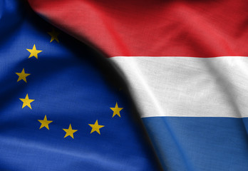 Flags of netherlands and european union
