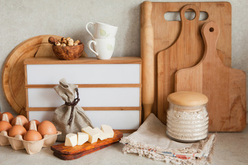 Baking or cooking ingredients, kitchen items for baking cake, Pastry making and bakery concept