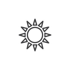 Sun outline icon. linear style sign for mobile concept and web design. Summer simple line vector icon. Symbol, logo illustration. Pixel perfect vector graphics
