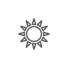 Sun outline icon. linear style sign for mobile concept and web design. Summer simple line vector icon. Symbol, logo illustration. Pixel perfect vector graphics