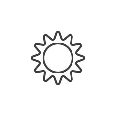 Sun outline icon. linear style sign for mobile concept and web design. Sunny weather simple line vector icon. Symbol, logo illustration. Pixel perfect vector graphics