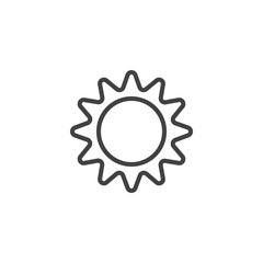 Sun outline icon. linear style sign for mobile concept and web design. Sunny weather simple line vector icon. Symbol, logo illustration. Pixel perfect vector graphics