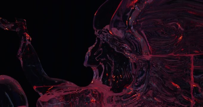 Ice sculpture and night under red light - close up