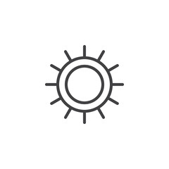 Circle sun outline icon. linear style sign for mobile concept and web design. Warm weather simple line vector icon. Symbol, logo illustration. Pixel perfect vector graphics