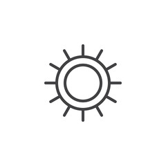 Circle sun outline icon. linear style sign for mobile concept and web design. Warm weather simple line vector icon. Symbol, logo illustration. Pixel perfect vector graphics