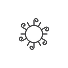 Spring sun outline icon. linear style sign for mobile concept and web design. Warm season simple line vector icon. Symbol, logo illustration. Pixel perfect vector graphics