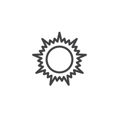 Scorching sun outline icon. linear style sign for mobile concept and web design. Baking sun simple line vector icon. Symbol, logo illustration. Pixel perfect vector graphics