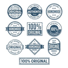 100% Original Handmade Authentic Label Badge vector