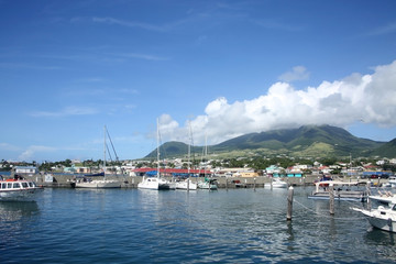 Fototapeta na wymiar Harbour port & Marina of Basseterre, St Kitts, Leeward Islands, Caribbean.