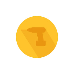 Yellow drill vector icon in flat design.