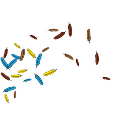 Colorful feathers. Prints of Colored feathers Design for Goods for Pets. Simple Pattern for Print, Logo or Poster. Vector Confetti Background.