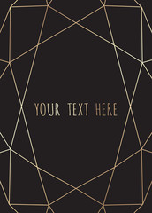 Gold polygonal frame , geometric, diamond shapes.