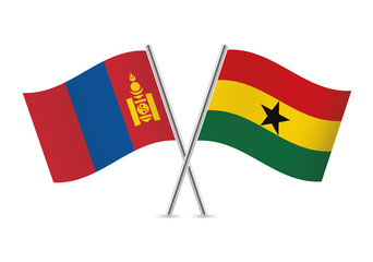 Mongolia and Ghana flags. Vector illustration.