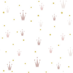 Princess Crown. Seamless repeating pattern. Diadem princess isolated on white background. V © Anastasiya