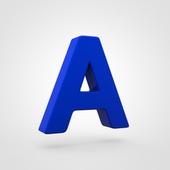 Plastic blue letter A uppercase isolated on white background.