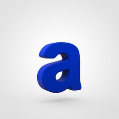 Plastic blue letter A lowercase isolated on white background.