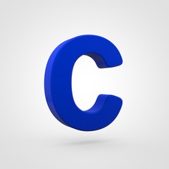 Plastic blue letter C uppercase isolated on white background.