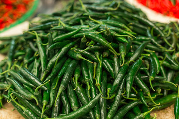 a lot of green chilies background