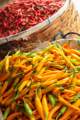 chilly peppers for sale at the market