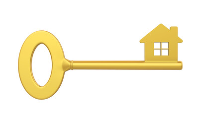 Golden House Key Isolated